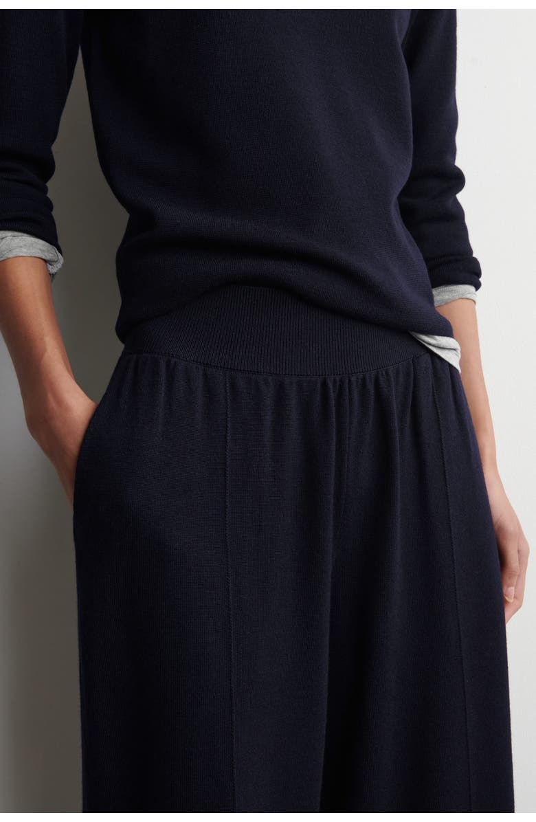 COS Elasticized Merino Wool Pants, Alternate, color, Navy