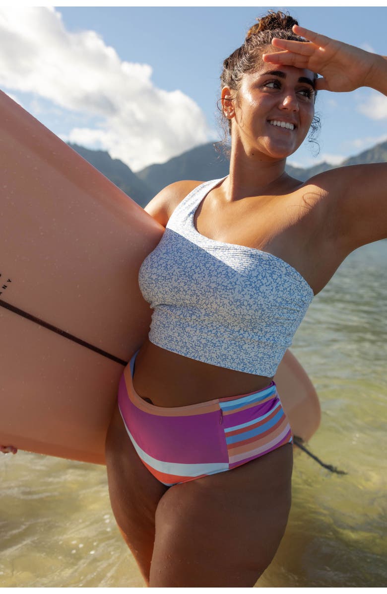 Nani One Shoulder Crop Swim Top, Alternate, color, Kailani