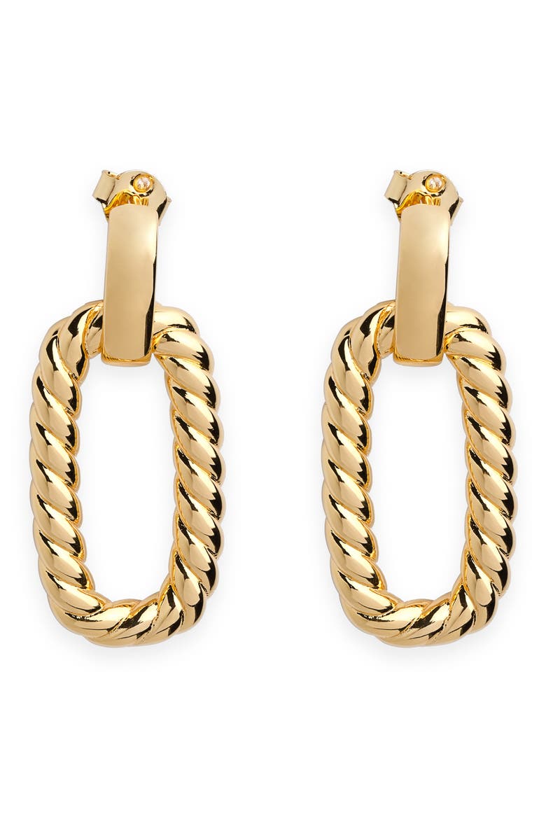 Door Knocker Rope Drop Earrings, Main, color, GOLD
