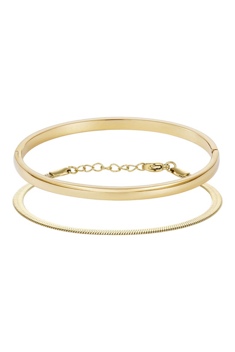 Set of 2 Chain & Cuff Bracelets, Main, color, GOLD