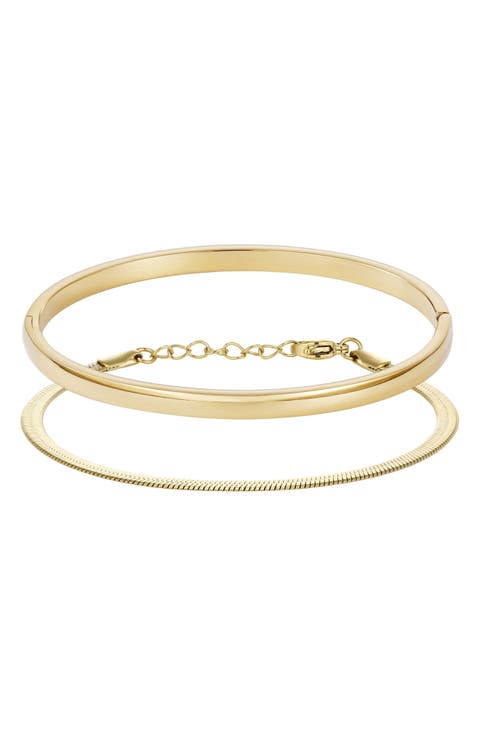 Set of 2 Chain & Cuff Bracelets