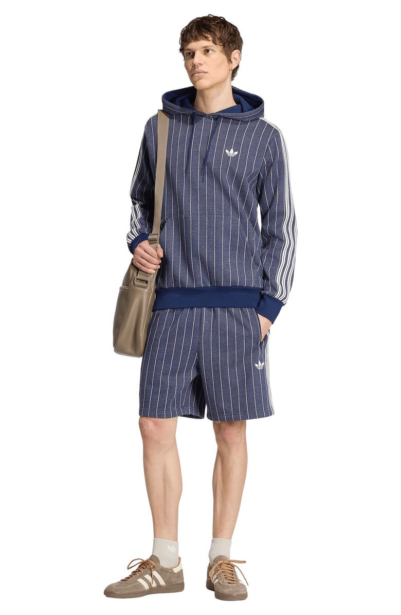 adidas Pinstriped Graphic Hoodie, Alternate, color, Night Indigo
