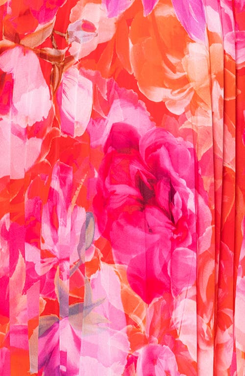 Xscape Evenings Keyhole Pleated Chiffon Maxi Dress In Red Pink