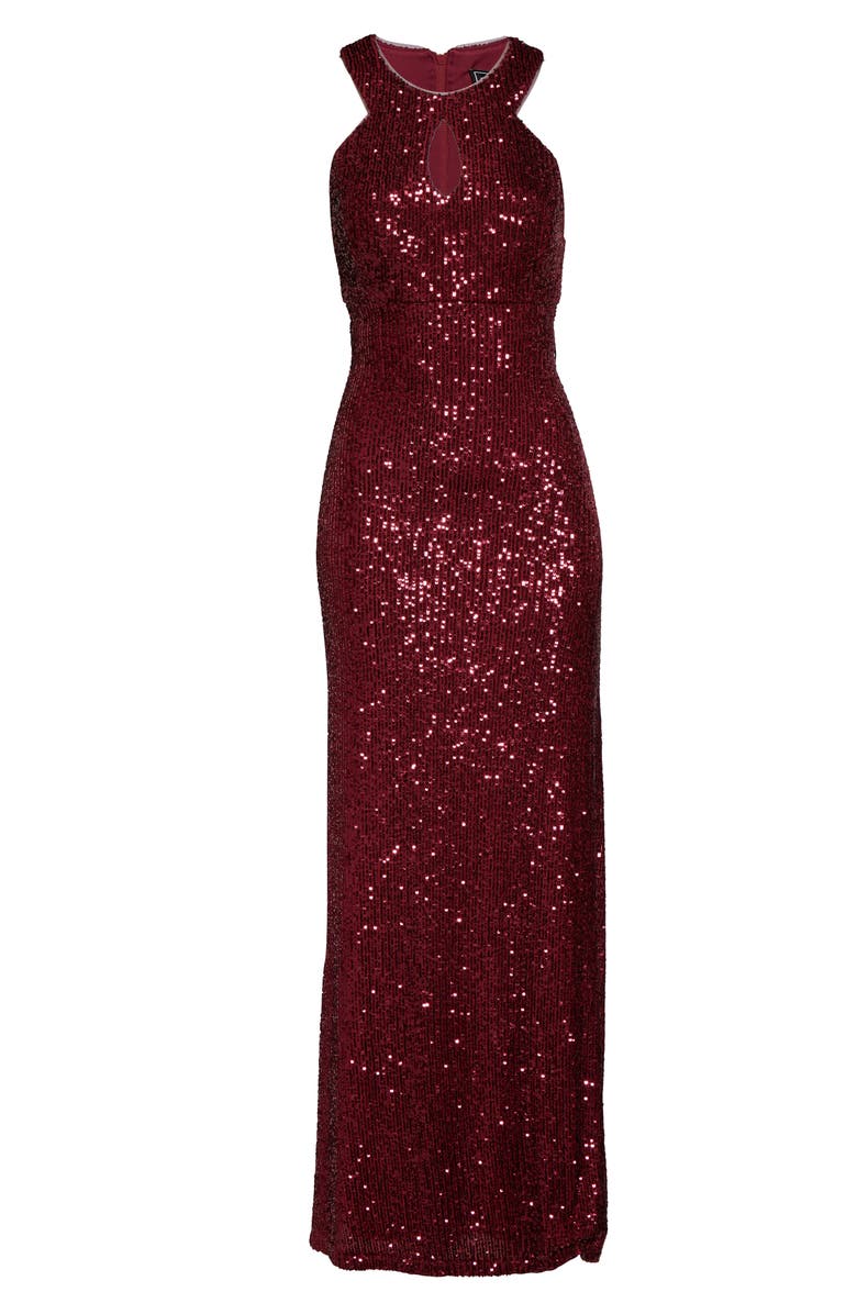 Morgan & Co. Halter Sequin Gown, Alternate, color,