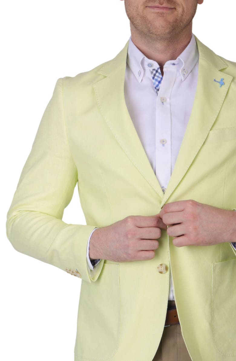 TailorByrd Solid Notch Lapel Linen Blend Sport Coat, Alternate, color, Yellow