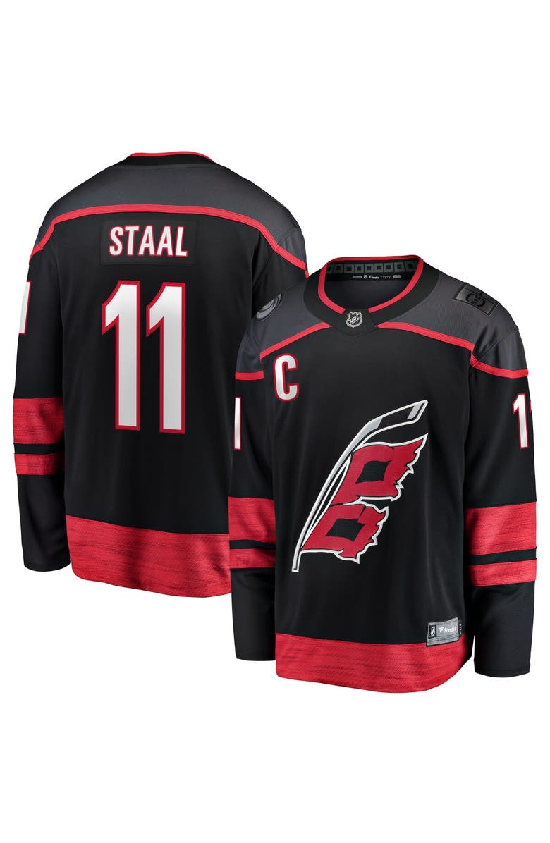 FANATICS Men's Fanatics Jordan Staal Black Carolina Hurricanes Home Captain Patch Breakaway Player Jersey, Main, color, Black