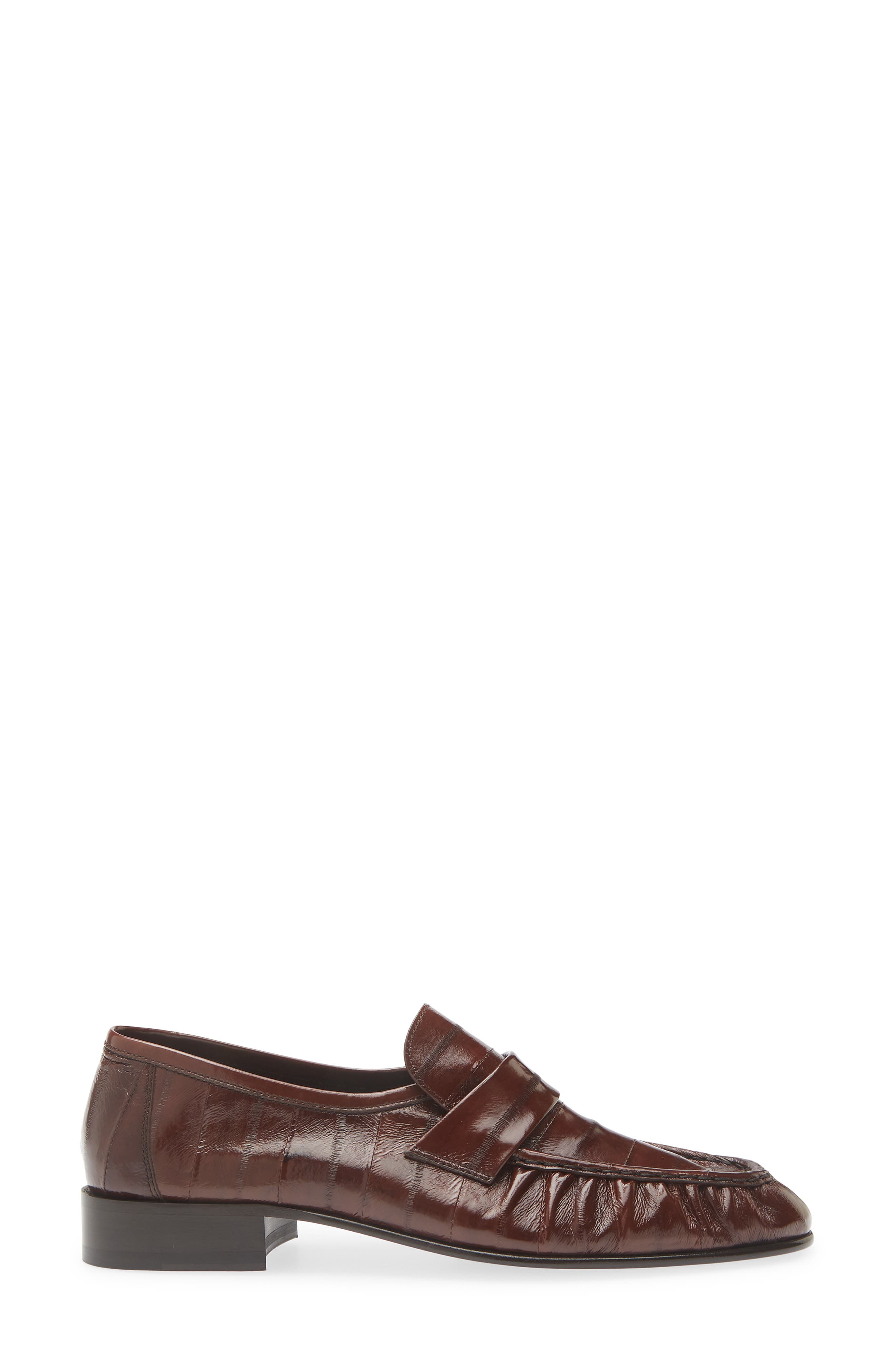 The Row Soft Eelskin Loafer, Alternate, color, Light Brown