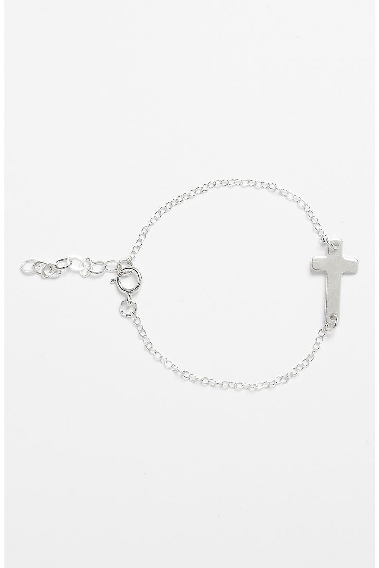 Sideways Cross Bracelet, Main, color, SILVER