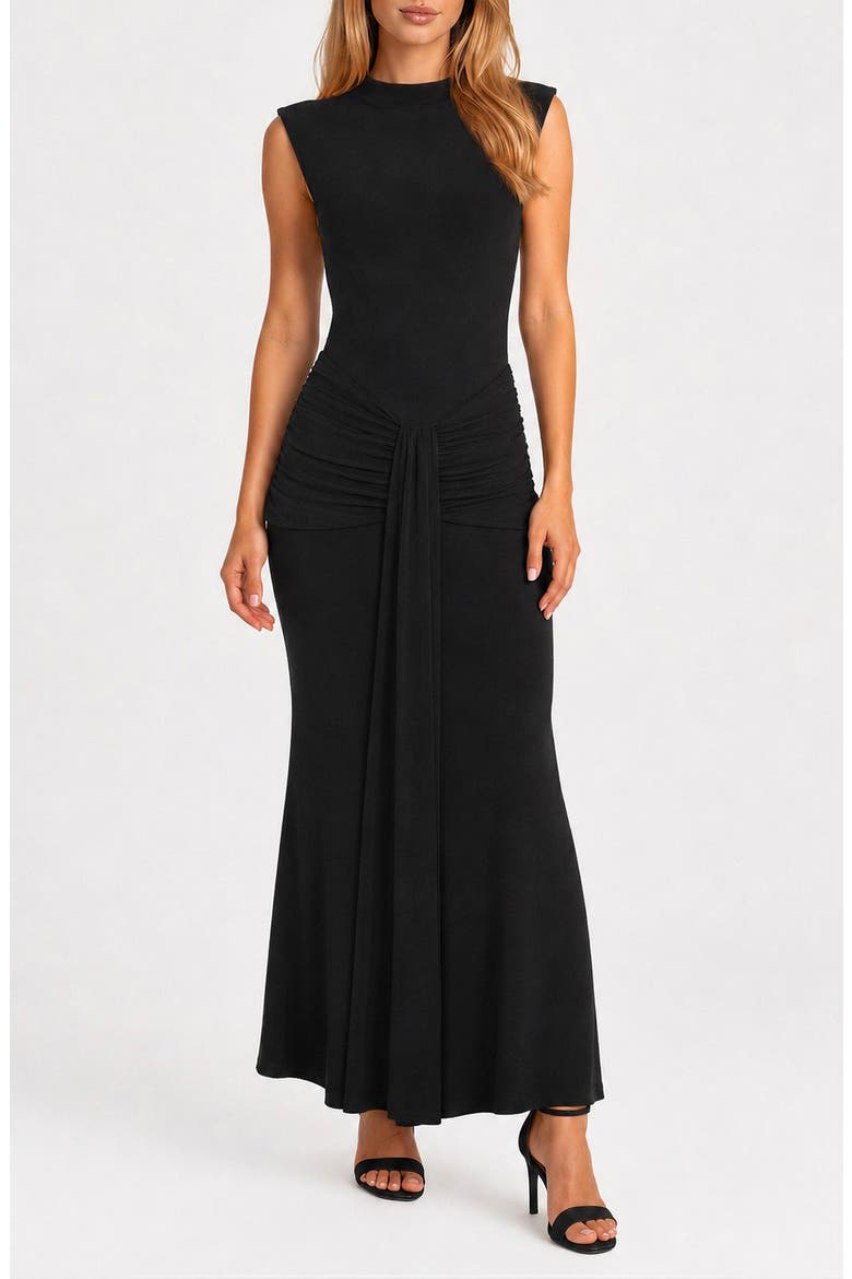 Drape Jersey Maxi Dress, Main, color, BLACK