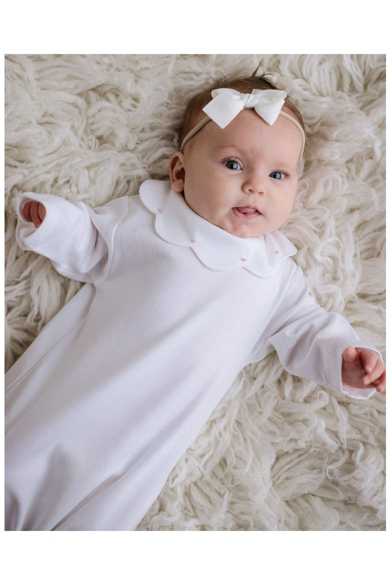 Embroidered Collar Day Gown, Alternate, color, White and Pink