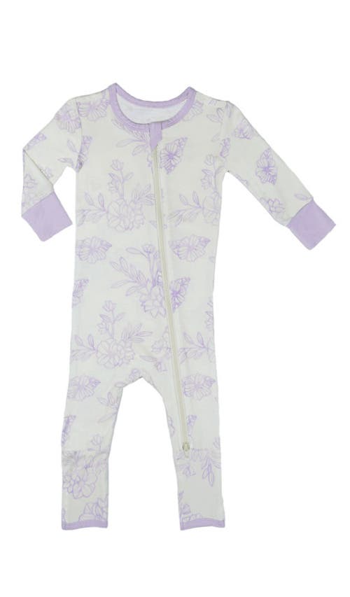 Everly Grey Convertible Romper Fitted Long Sleeve Pajama In Purple