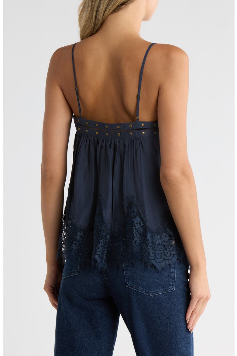 Cesca Lace Trim Camisole, Alternate, color, NAVY