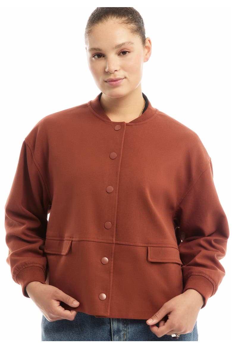 Cropped Bomber Jacket, Alternate, color, BROWN PATINA