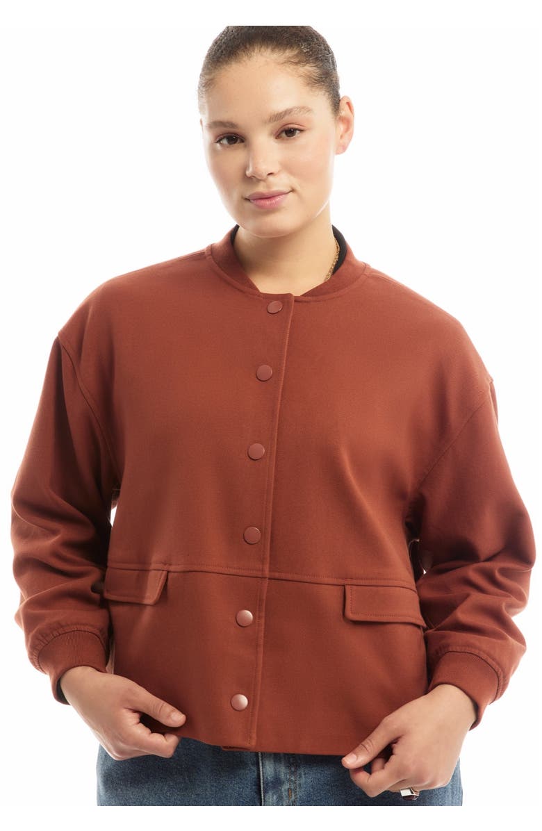 June + Vie Cropped Bomber Jacket, Alternate, color, Brown Patina