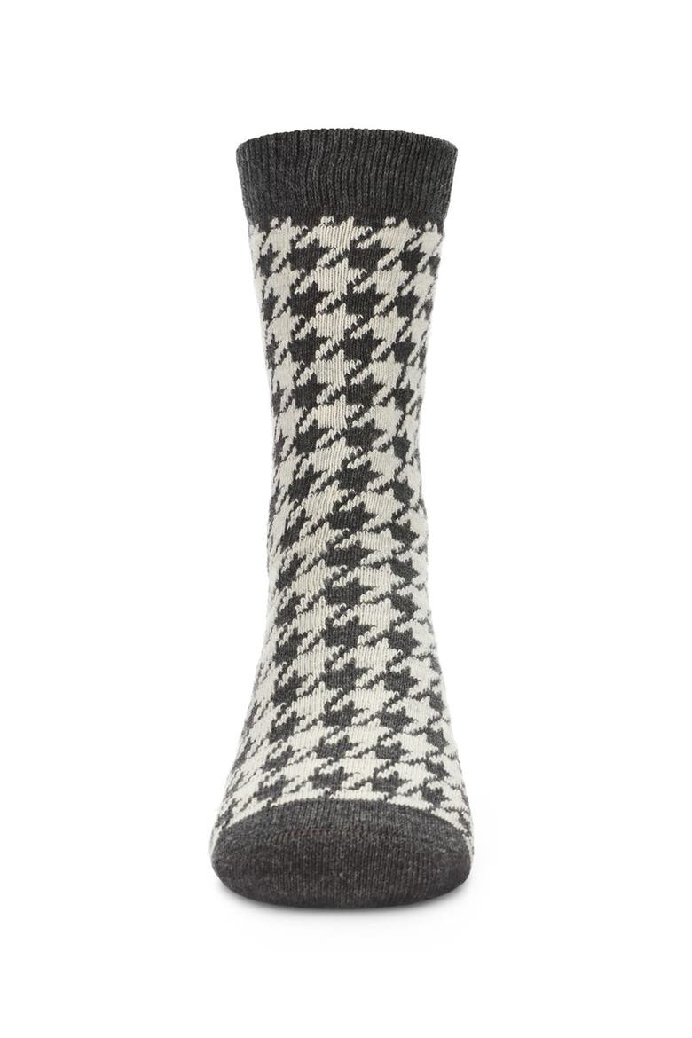 Houndstooth Crew Sock, Alternate, color, Dark Gray Heather