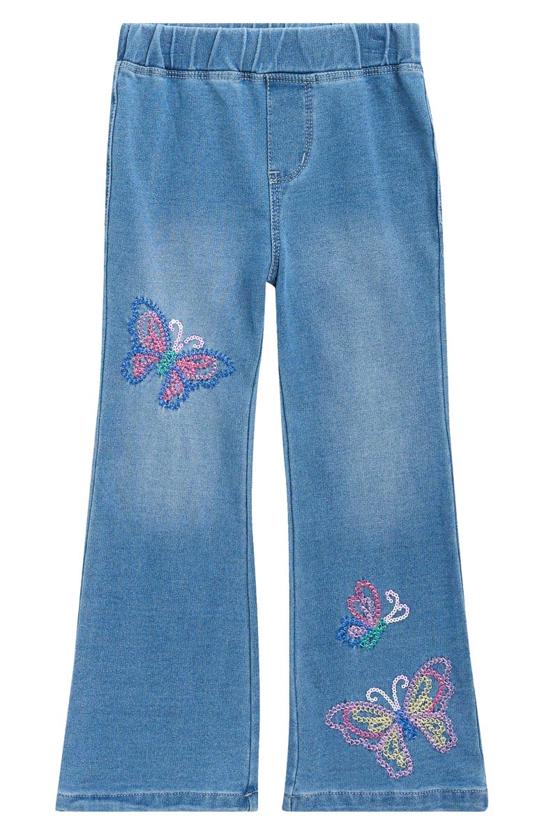 Flapdoodles Kids' Butterfly Flare Jeans, Main, color, Light Denim
