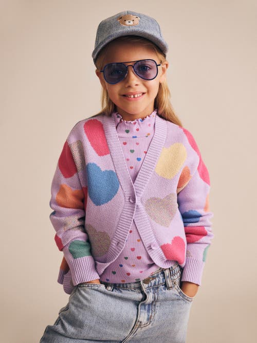 Huxbaby Loveheart Knit Cardi In Purple