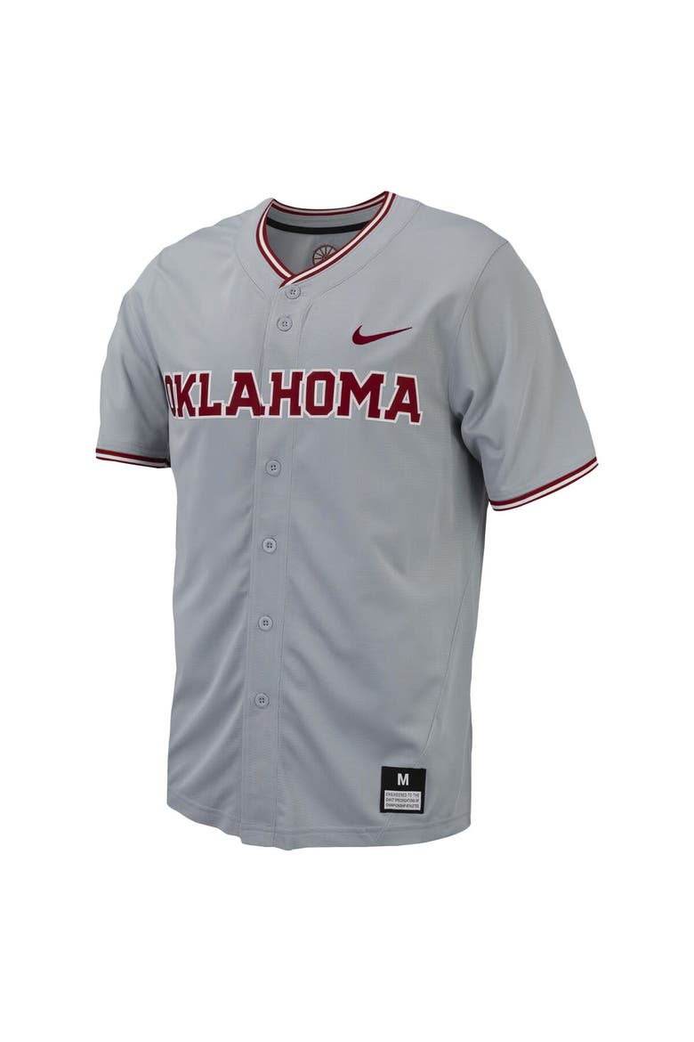 Men's Nike Gray Oklahoma Sooners Replica Full-Button Baseball Jersey, Alternate, color, Gray