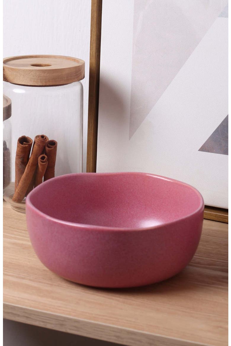 Tom Stoneware 4-Piece Bowl Set, Alternate, color, Pink White