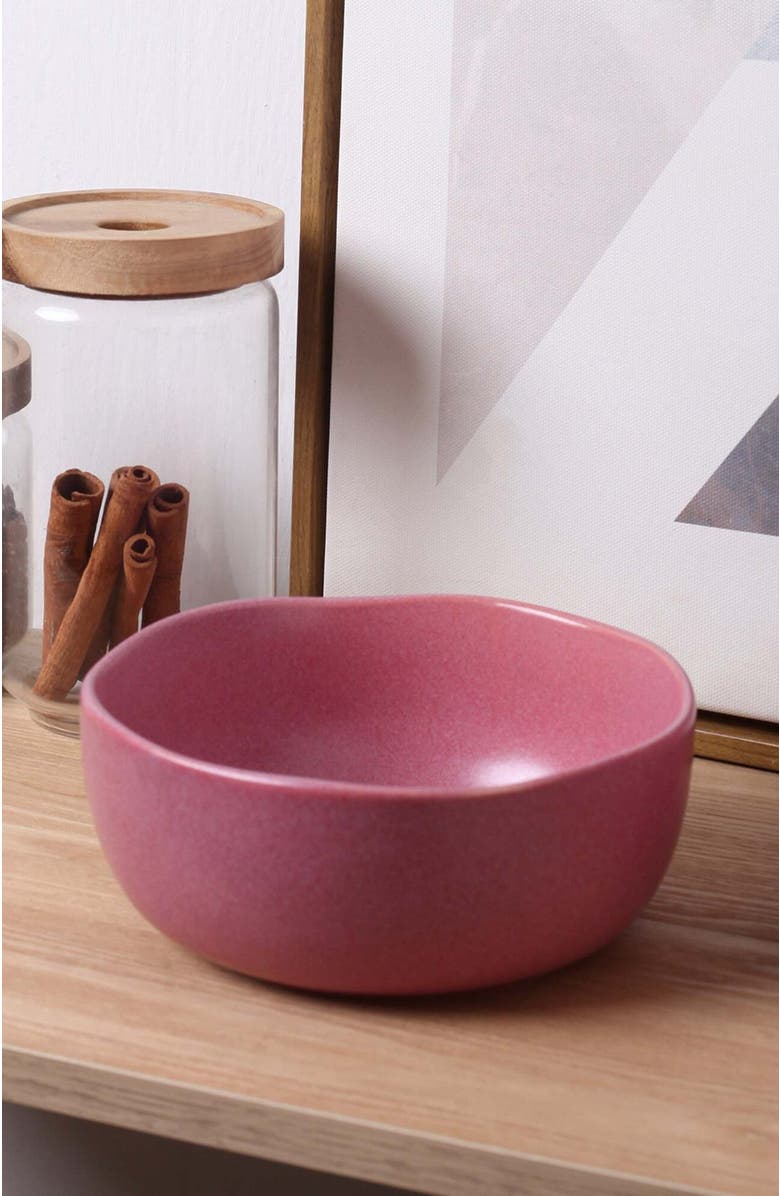 Stone Lain Tom Stoneware 4-Piece Bowl Set, Alternate, color, Pink White