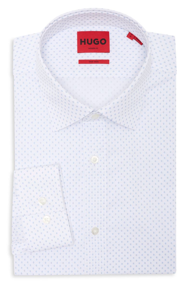 Valerio Print Cotton Dress Shirt, Main, color, OPEN WHITE