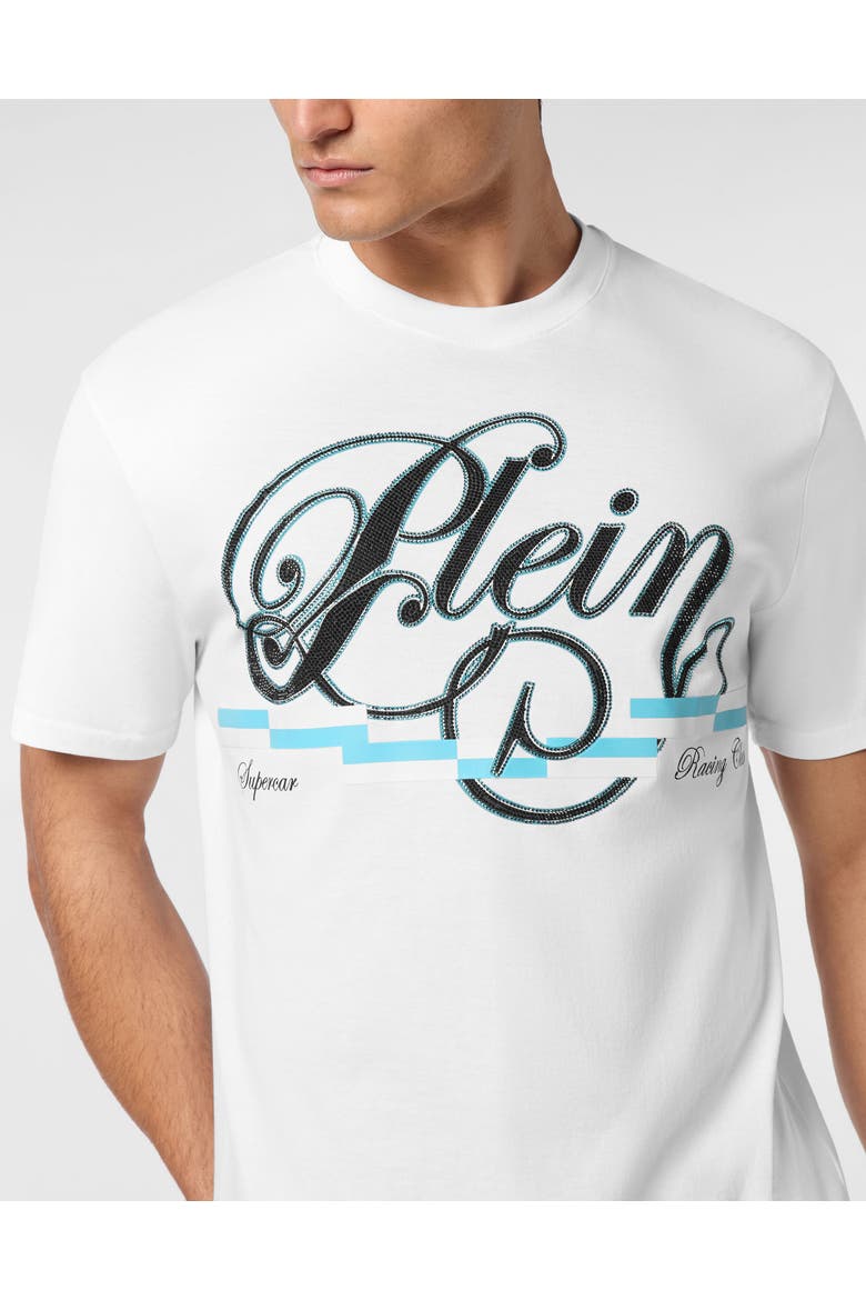 T-Shirt Round Neck Ss Coursive Border Men, Alternate, color, white