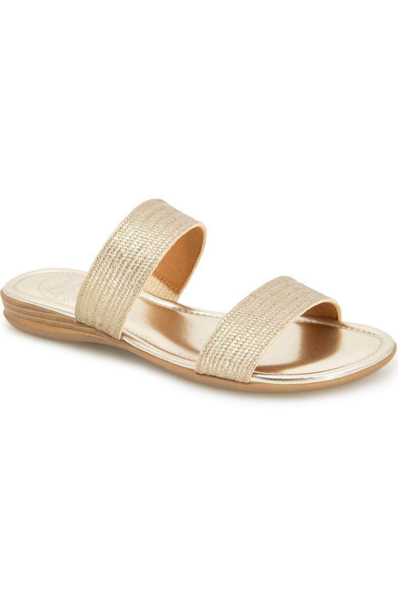 André Assous Nabila Flat Sandal, Main, color, Platino Raffia