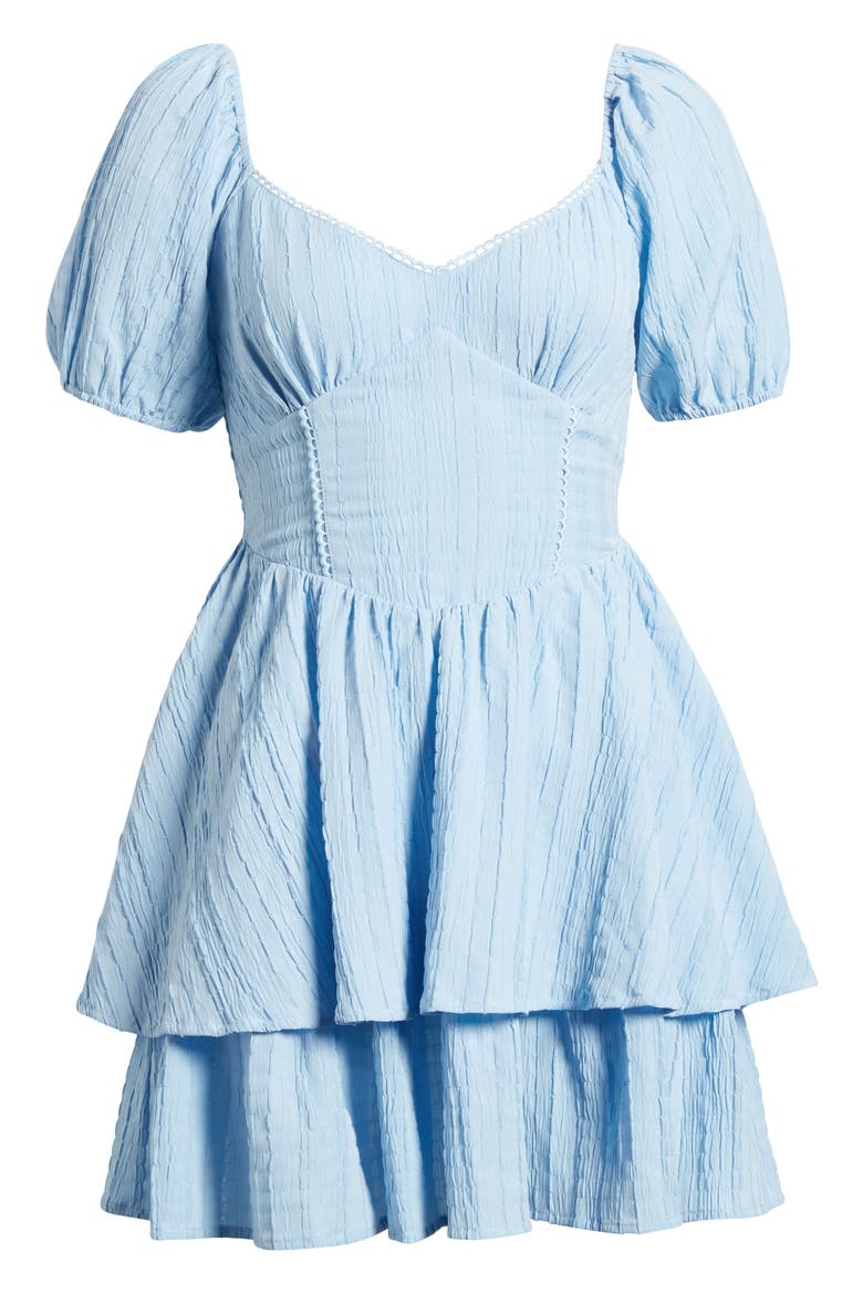 Crinkle Tiered Minidress, Alternate, color, BLUE