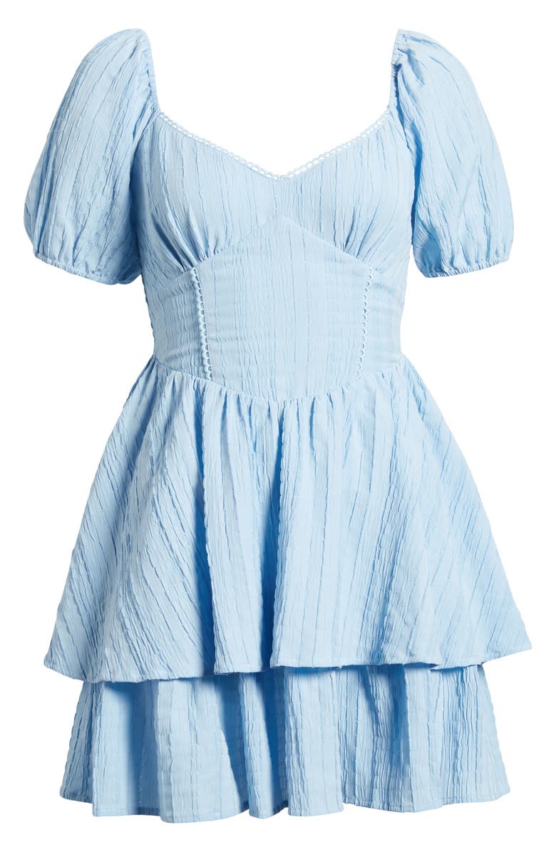 All in Favor Crinkle Tiered Minidress, Alternate, color, Blue