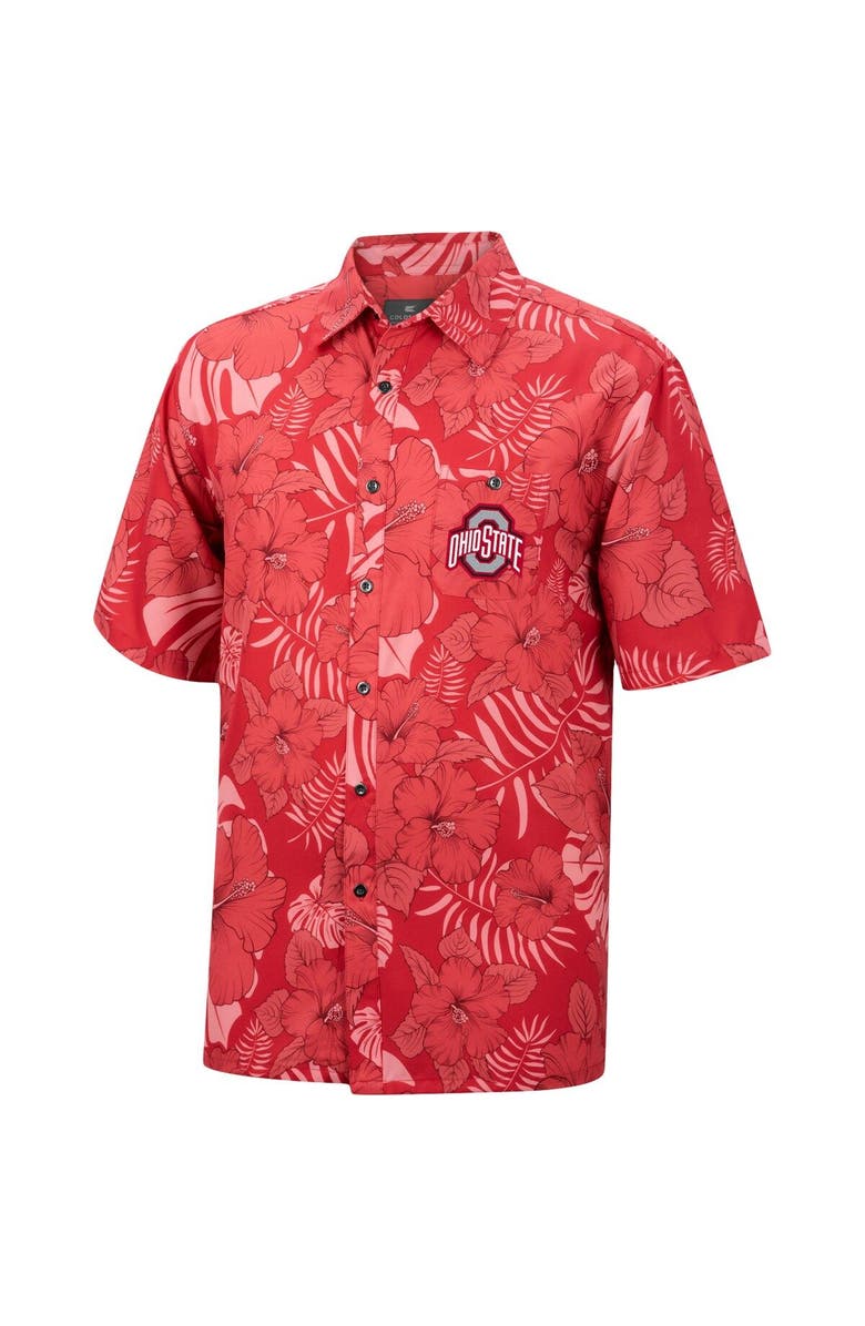 COLOSSEUM Men's Colosseum Scarlet Ohio State Buckeyes The Dude Camp Button-Up Shirt, Alternate, color, 