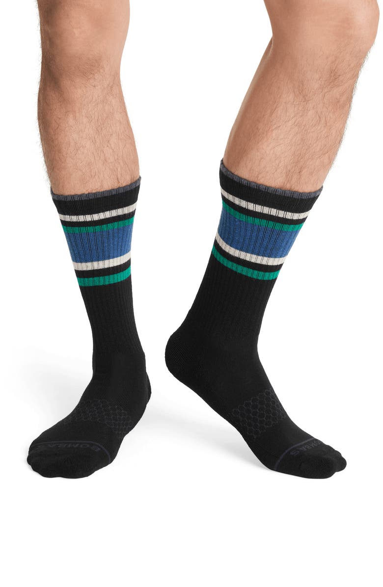 Bombas Multistripe Marl Wool Blend Crew Socks, Alternate, color, 