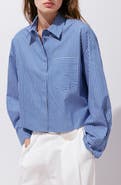 MANGO Stripe Crop Button-Up Shirt