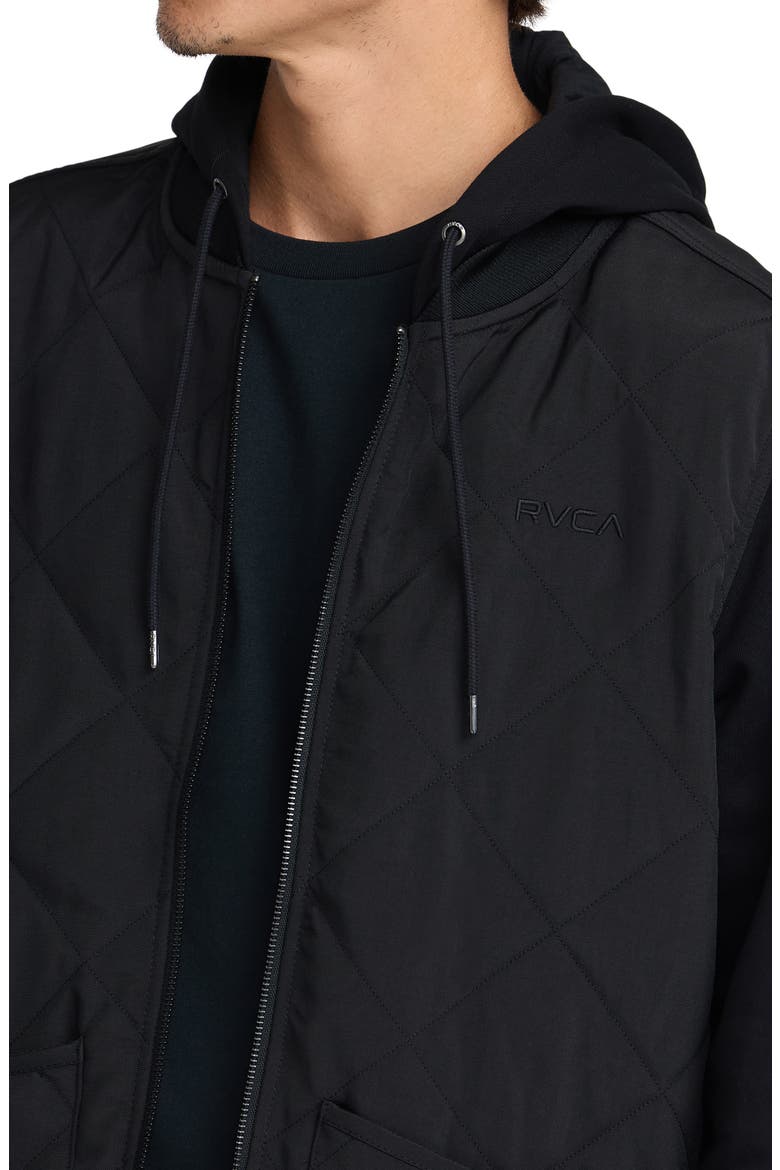 Warner Hooded Mixed Media Jacket, Alternate, color, RVCA BLACK