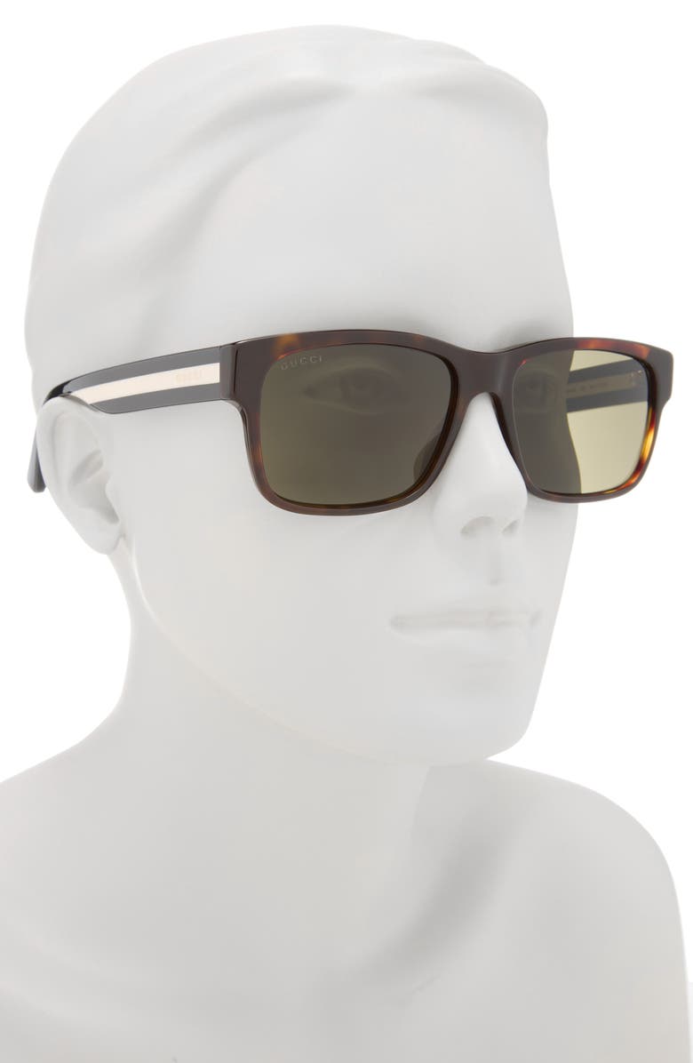 Gucci 58mm Square Optical Frames, Alternate, color, Havana Gold Red