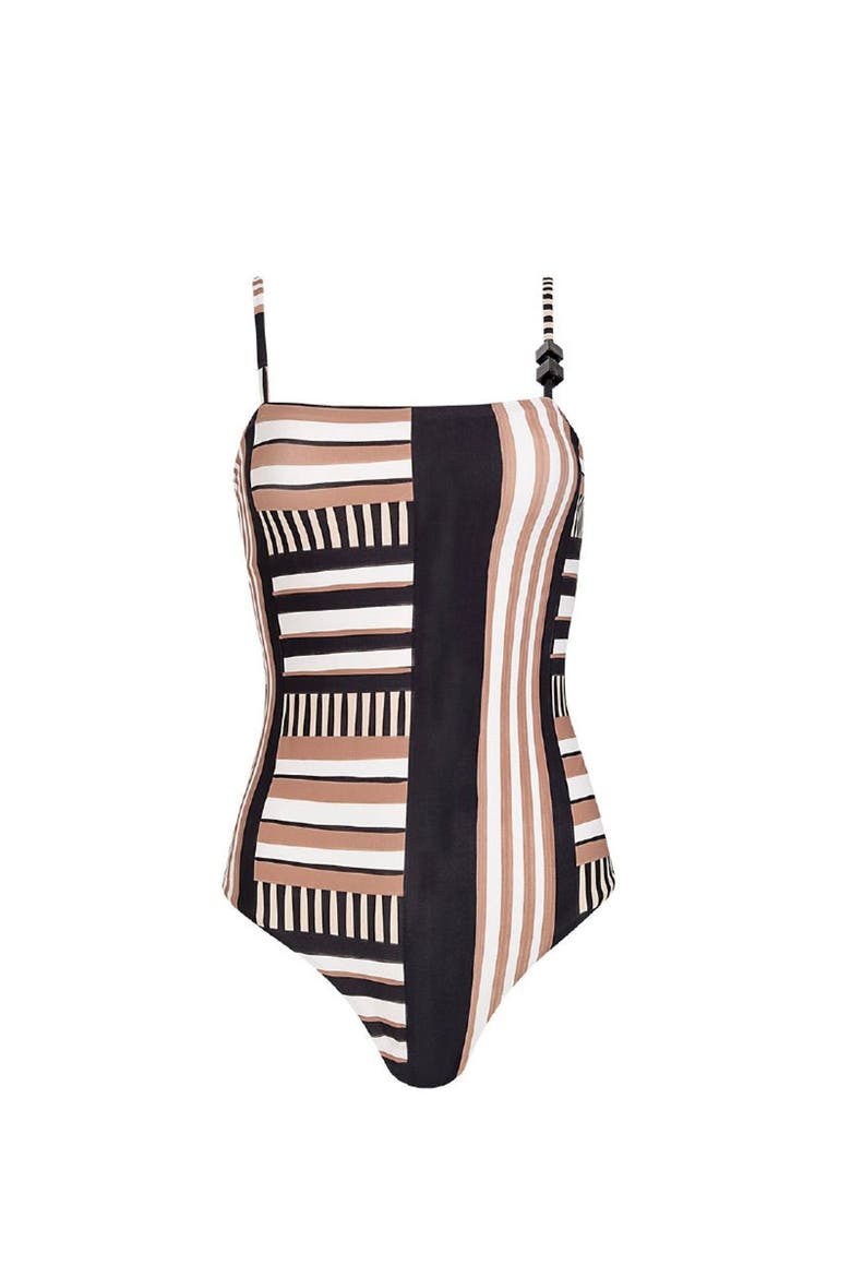Ancestral Lines Serina Sculpting One Piece, Alternate, color, BLACK LINES