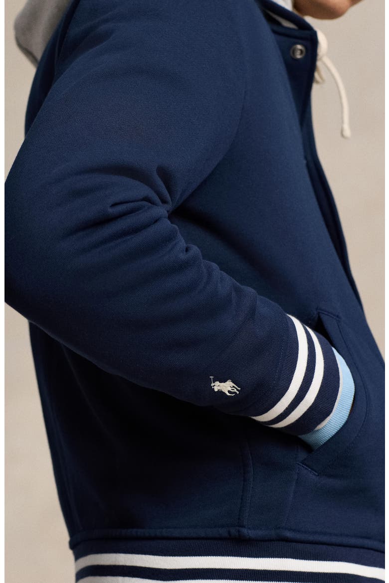 Felted Snap-Up Baseball Jacket, Alternate, color, CRUISE NAVY