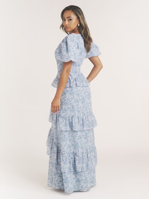 Six Stories Freya Floral Belted Ruffle Maxi Dress In Multi