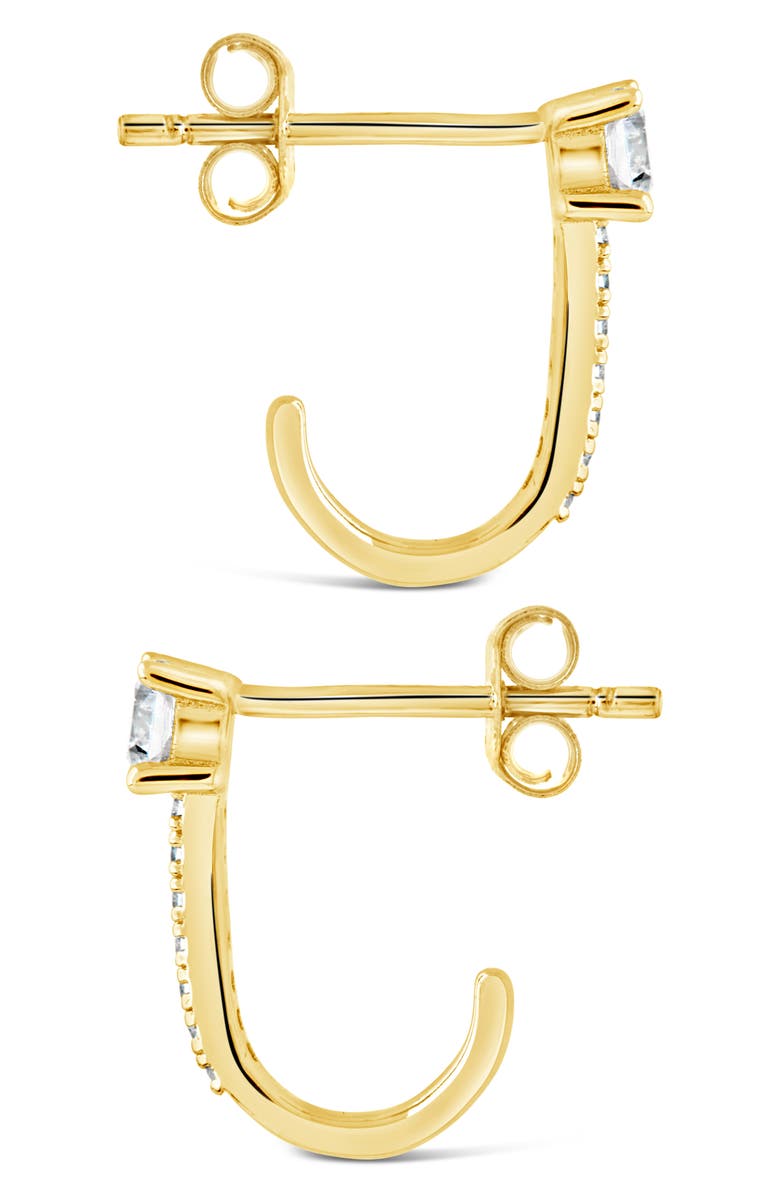 Sterling Forever Cubic Zirconia Pavé Drop Earrings, Alternate, color, Gold