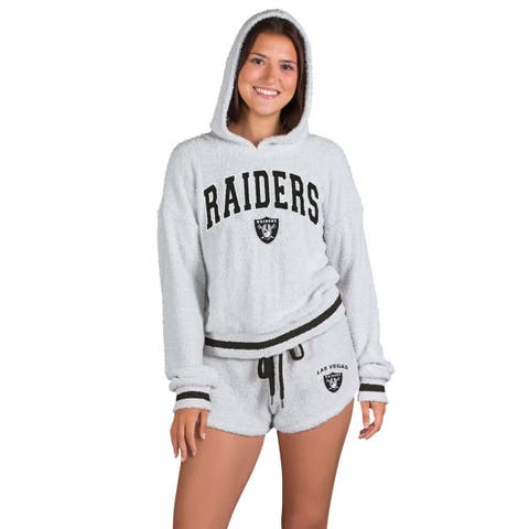 Women's Concepts Sport  Gray Las Vegas Raiders Whitley Long Sleeve Hoodie Top & Shorts Set
