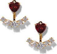 Nadri Le Bisou Red Cubic Zirconia Heart Ear Jacket Earrings