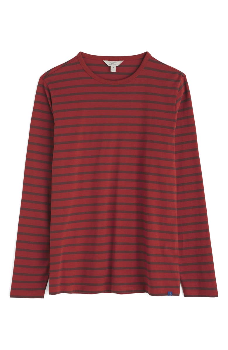 Seasalt Cornwall Sailor Stripe Long Sleeve Organic Cotton T-Shirt, Alternate, color, Breton Seedbed Conker