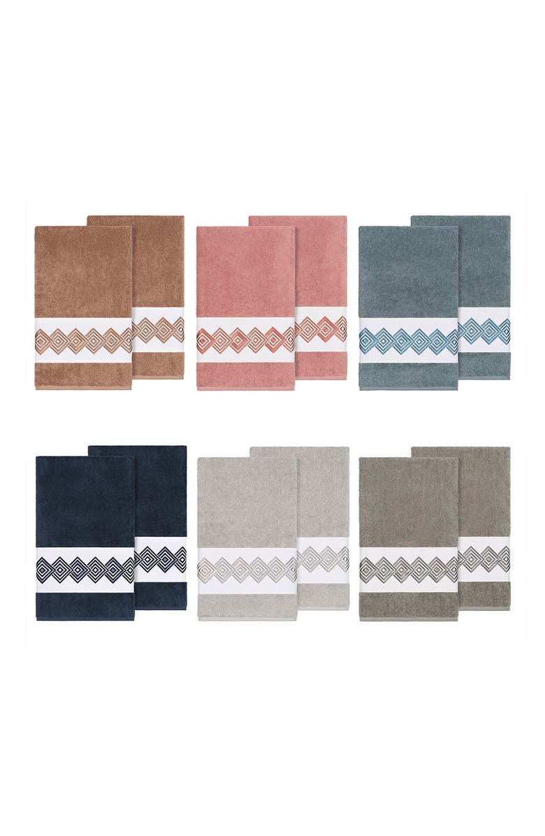 Linum Home Textiles Noah Embellished Bath Towel - Set of 2 - Tea Rose, Alternate, color, Tea Rose