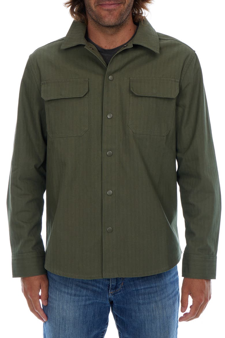 Herringbone Cotton Work Shirt, Main, color, DARK GREEN