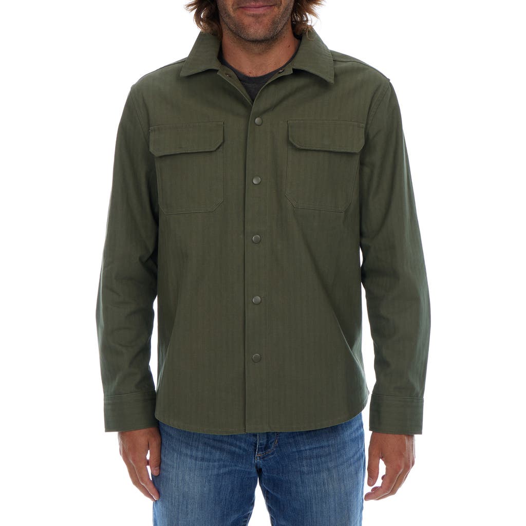 Px Herringbone Cotton Work Shirt In Green