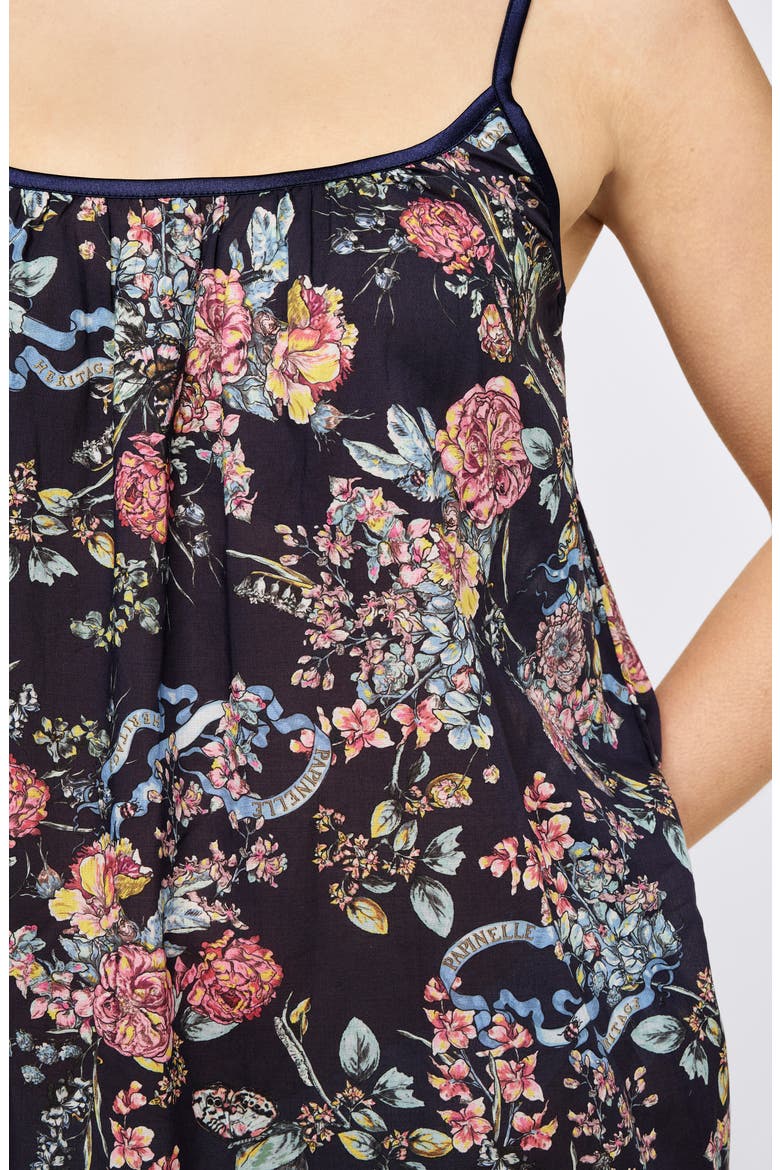 Layla Floral Cotton Nightgown, Alternate, color, NAVY