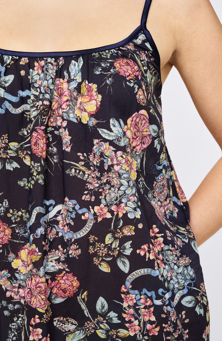 Papinelle Layla Floral Cotton Nightgown, Alternate, color, Navy
