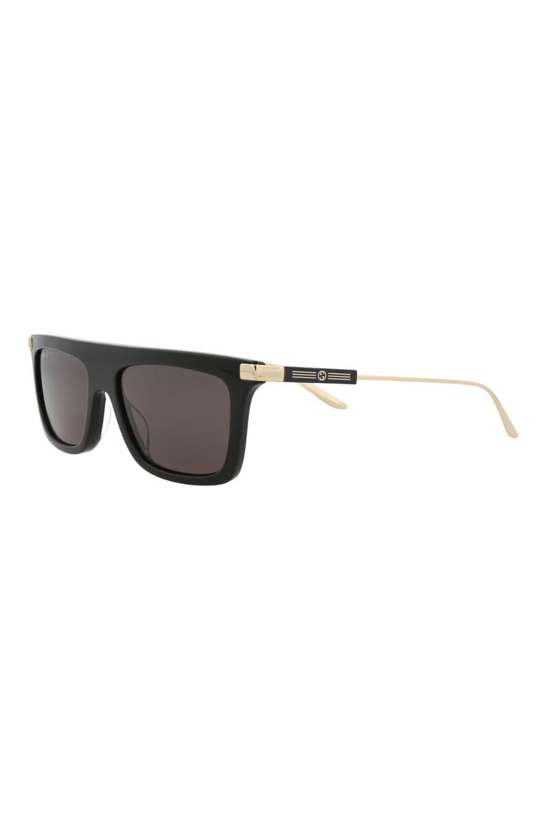 Novelty 55mm Rectangular Sunglasses, Alternate, color, BLACK GOLD GREY