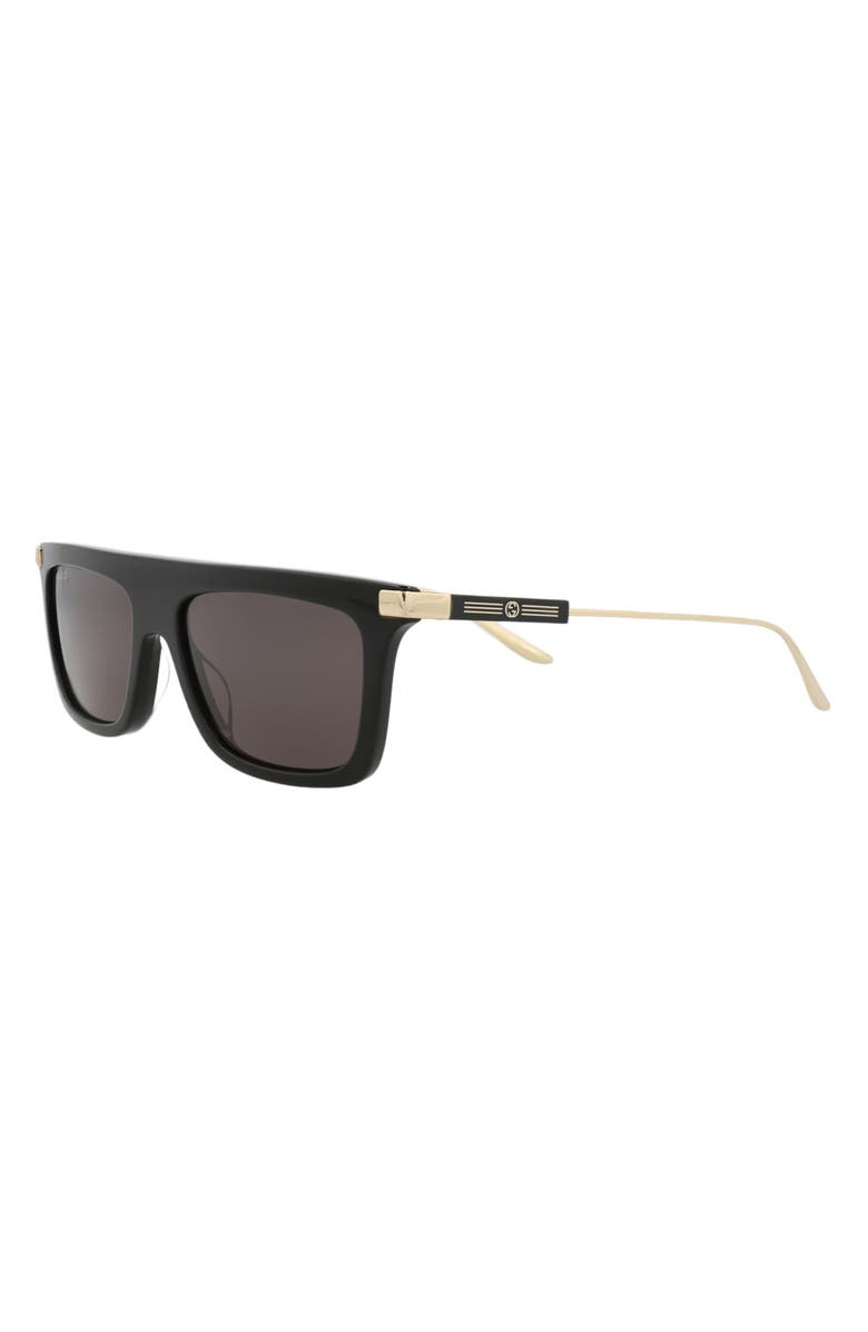 Gucci Novelty 55mm Rectangular Sunglasses, Alternate, color, Black Gold Grey