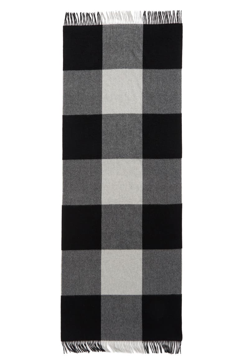 Plaid Cashmere Wrap, Main, color, BLACK COMBO