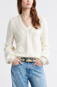 Treasure & Bond Oversize Pointelle V-Neck Sweater